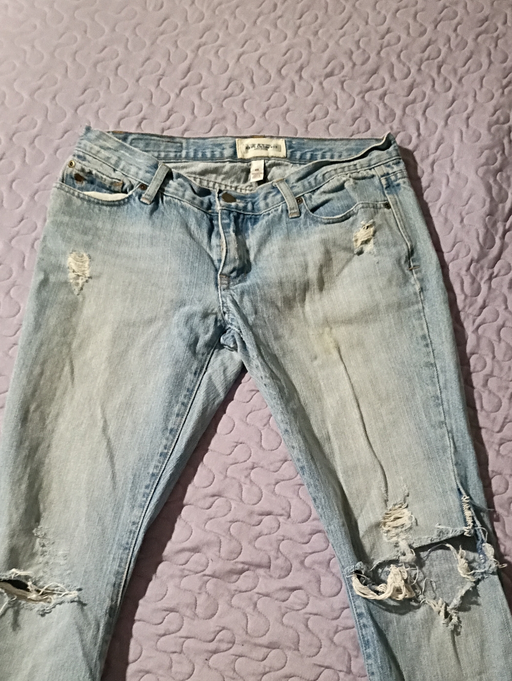 Abercrombie & Fitch Light Blue Distressed Boyfriend Jeans